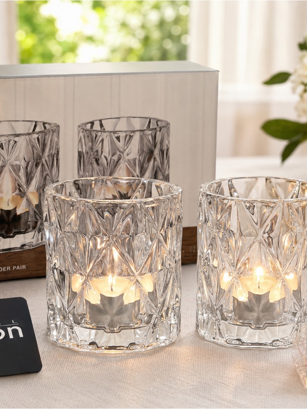 NIB Shannon Crystal Serenade Votive Candle Holders Set of 2